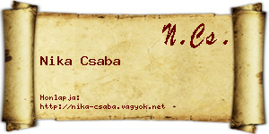 Nika Csaba névjegykártya